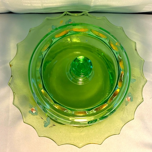 COPY - 1904 VOGUE ENAMELLED ROSES ROUND COVERED BUTTER DISH JEFFERSON GLASS COM… - Picture 4 of 14